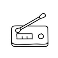 Swab testing kit. Covid-19 disease detection instrument. Hand drawn vector illustration. Editable line stroke.