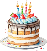 ai generado cumpleaños pastel con velas en parte superior de eso png