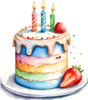 ai généré anniversaire gâteau avec bougies sur Haut de il png