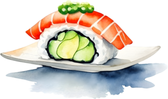 AI generated sushi png, transparent background png