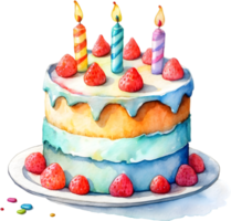 ai généré anniversaire gâteau avec bougies sur Haut de il png