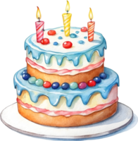 ai généré anniversaire gâteau avec bougies sur il png