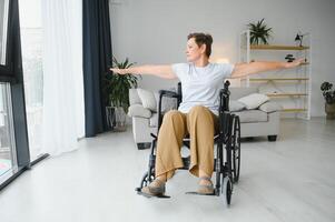 Senior woman on a wheelchair photo