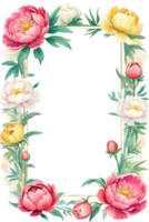 AI generated watercolor peony flower illustration, transparent background png