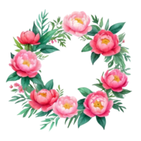 AI generated watercolor peony flowers on transparent background png