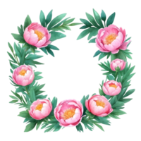 AI generated watercolor peony flowers on transparent background png