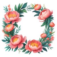 ai genererad vattenfärg pion blomma illustration, transparent bakgrund png