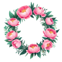 AI generated watercolor peony flowers on transparent background png