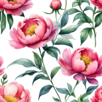 AI generated watercolor peony flowers on transparent background png