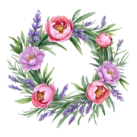 AI generated watercolor peonies on transparent background png