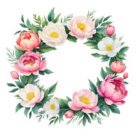 ai genererad vattenfärg pion blomma illustration, transparent bakgrund png