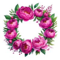 AI generated watercolor peonies on transparent background png