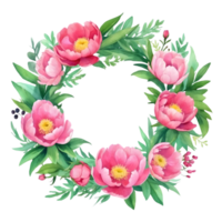 AI generated watercolor peonies on transparent background png