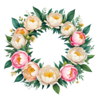 ai genererad vattenfärg pion blomma illustration, transparent bakgrund png