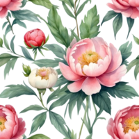 AI generated watercolor peonies on transparent background png