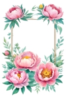 AI generated watercolor peony flower illustration, transparent background png