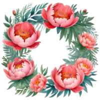 ai genererad vattenfärg pion blomma illustration, transparent bakgrund png