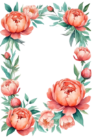 AI generated watercolor peony flowers on transparent background png