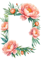 AI generated watercolor peony flowers on transparent background png