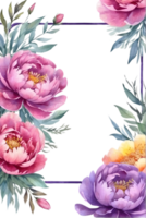 AI generated watercolor purple  peony flowers on a transparent background png