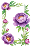 AI generated watercolor purple  peony flowers on a transparent background png