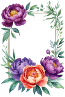 AI generated watercolor purple  peony flowers on a transparent background png