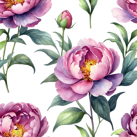 AI generated watercolor purple  peony flowers on a transparent background png