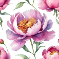 AI generated watercolor purple  peony flowers on a transparent background png