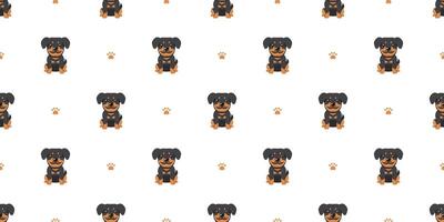 Cartoon character rottweiler dog seamless pattern background vector