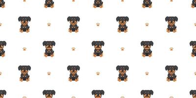 Cartoon character rottweiler dog seamless pattern background vector