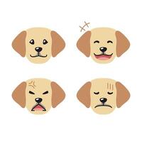 Set of cute character labrador retriever dog faces showing different emotions vector