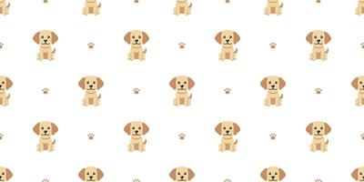 Cartoon character labrador retriever dog seamless pattern background vector