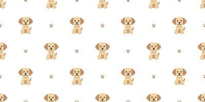 Cartoon character labrador retriever dog seamless pattern background vector