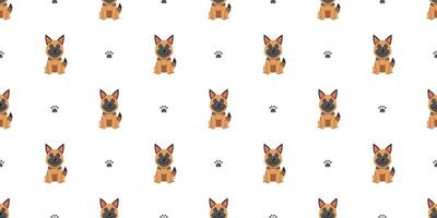 Cartoon character german shepherd dog seamless pattern background vector