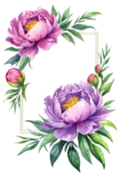 AI generated watercolor purple  peony flowers on a transparent background png