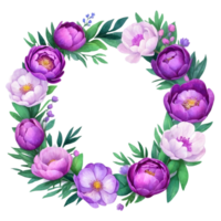 AI generated watercolor purple  peony flowers on a transparent background png