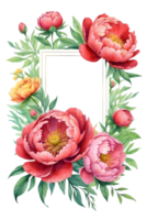 ai genererad vattenfärg rosa pion blommor png och transparent