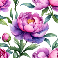 AI generated watercolor purple  peony flowers on a transparent background png