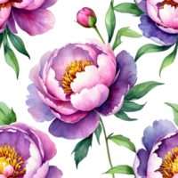 AI generated watercolor purple  peony flowers on a transparent background png