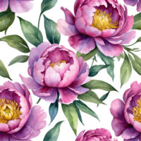 AI generated watercolor purple  peony flowers on a transparent background png