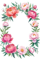 AI generated watercolor pink peony flowers png and transparent