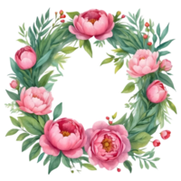 ai generiert Aquarell Rosa Pfingstrose Blumen png und transparent