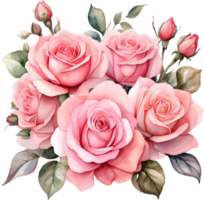 AI generated watercolor painting of roses on transparent background png