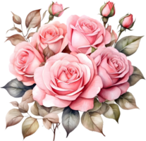 AI generated watercolor painting of roses on transparent background png