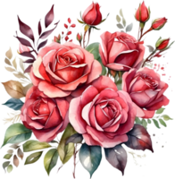 AI generated watercolor painting of roses on transparent background png