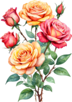 AI generated watercolor roses on transparent background png