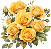 AI generated yellow roses on transparent background png