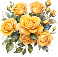 AI generated yellow roses on transparent background png