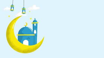 Animated Ramadan Background in Doodle Style with copy space area. Suitable for Eid Mubarak and Other Islamic Event. video