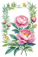 ai genererad vattenfärg rosa pion blommor png och transparent